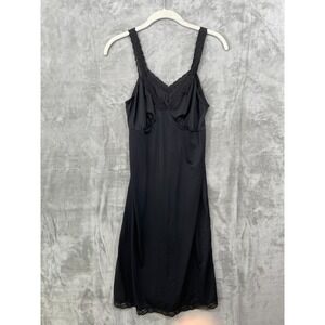 VINTAGE CABERNET Slip Dress Size 34 Stretch Nylon Lace‎ Trim Midi Romantic Fairy